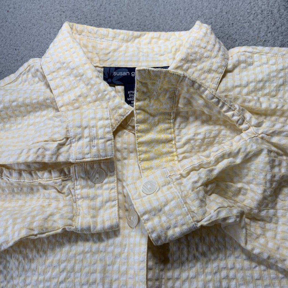 SUSAN GRAVER Shirt Womens Large Button Up Blouse Top Long Sleeve Yellow - Picture 7 of 7